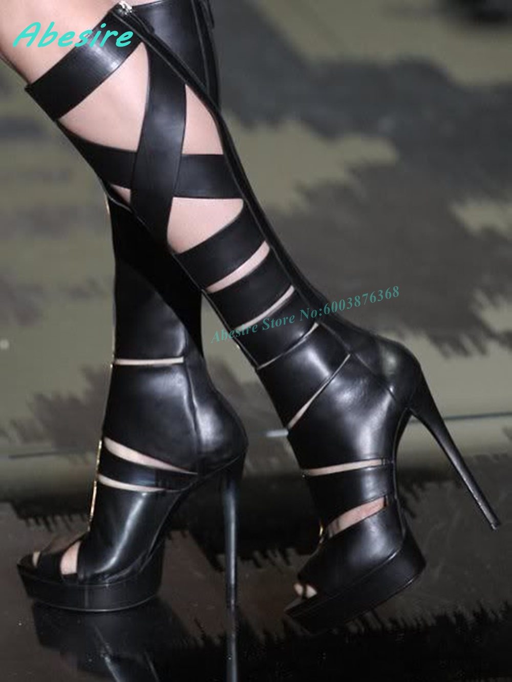 Sandales en cuir ajourées à no - Knee High Boots Women avis et prix